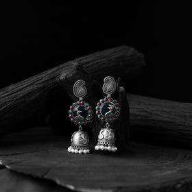 Multicolor - saanjh bela peacock oxidised jhumka earrings