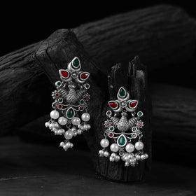 Multicolor - saanjh bela peacock pearls oxidised earrings