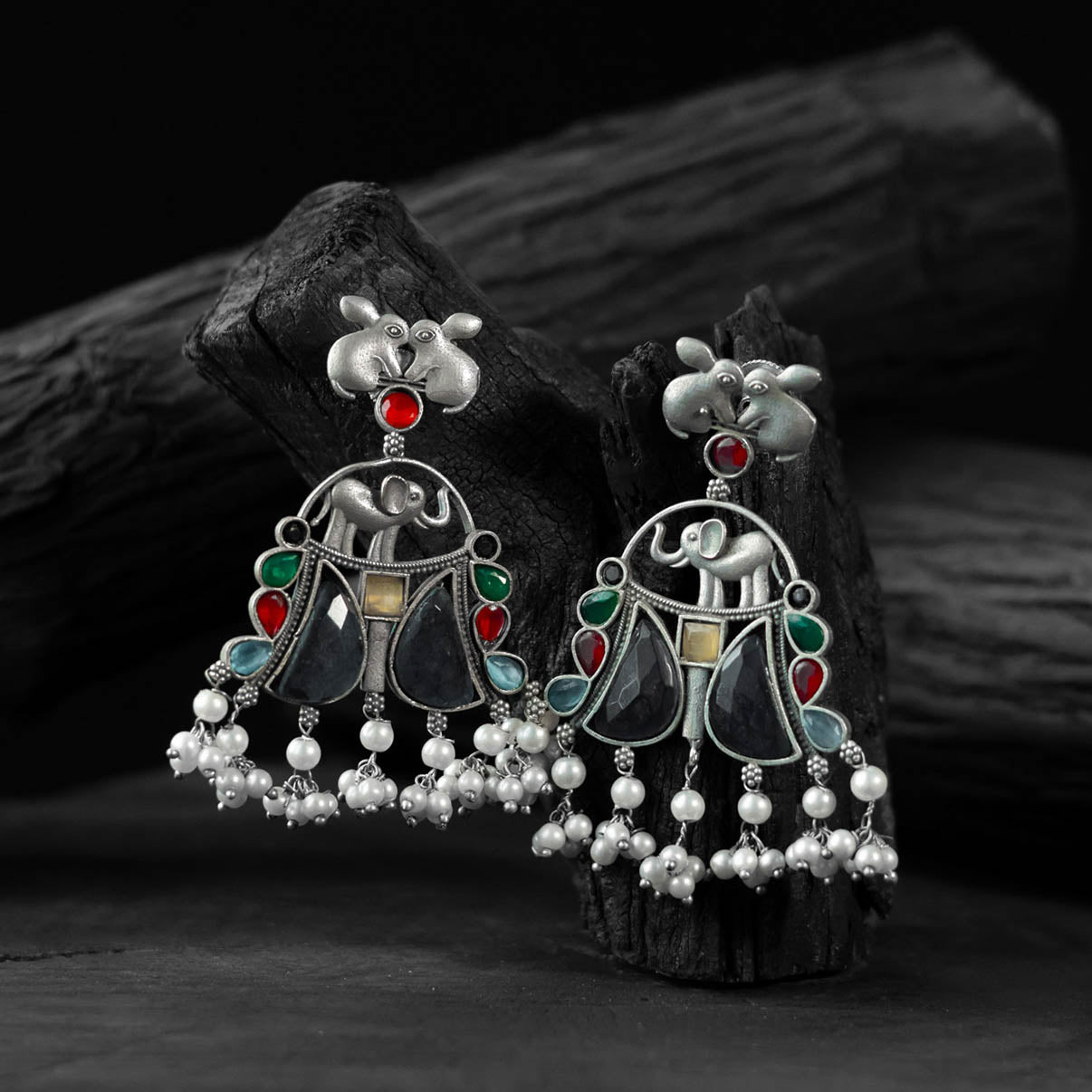Multicolor - saanjh bela rabbit & elephant oxidised