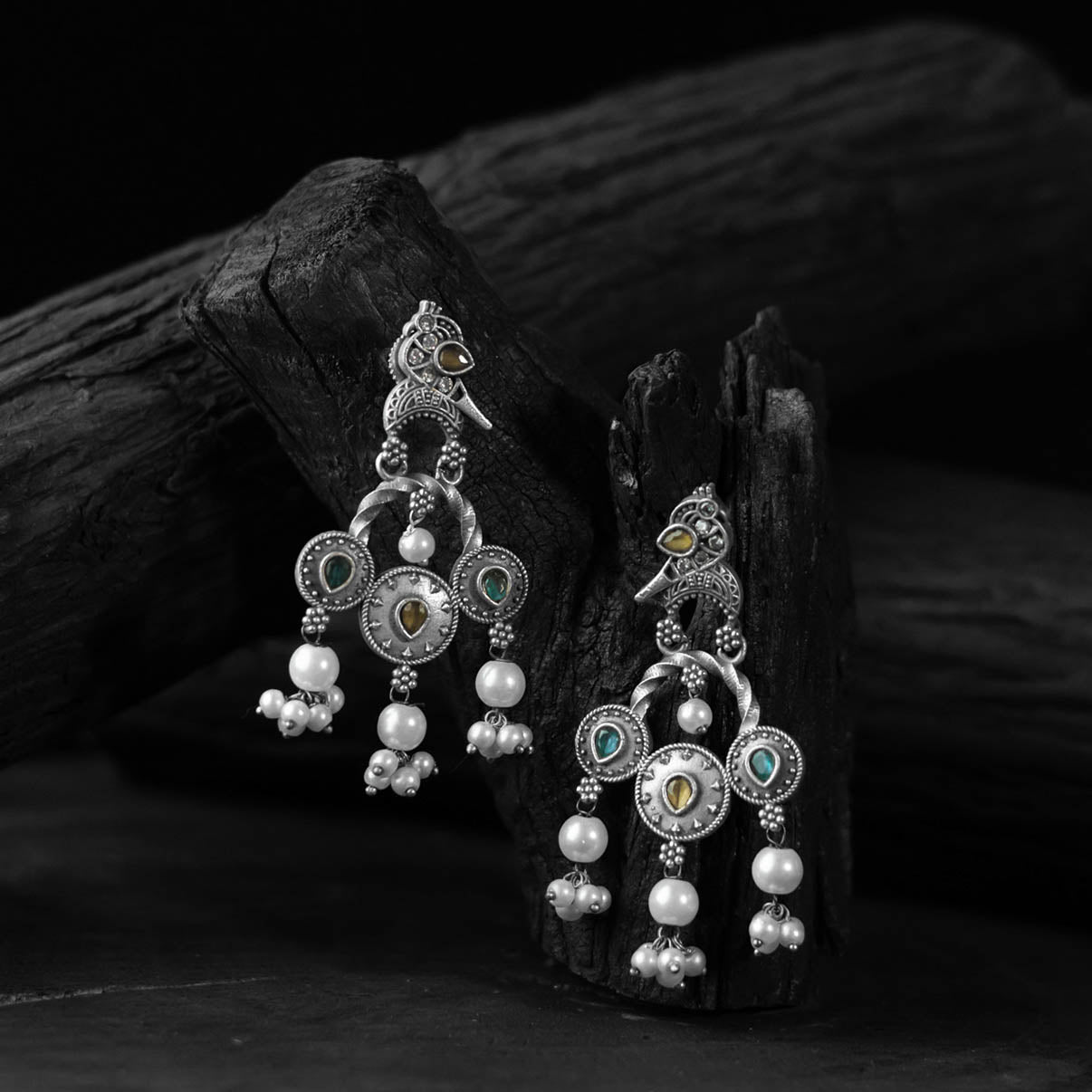 Multicolor - saanjh bela sparrow oxidised earrings