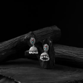 Multicolor - saanjh bela stone oxidised jhumka earrings