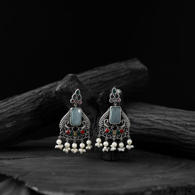 Multicolor - saanjh bela swan motif oxidised earrings