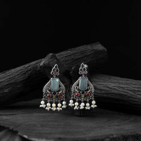 Multicolor - saanjh bela swan motif oxidised earrings
