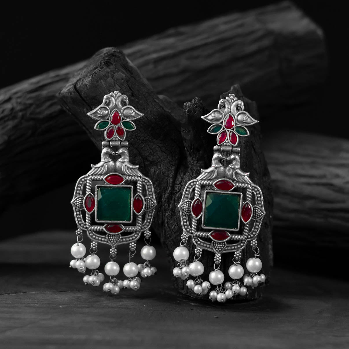 Multicolor - saanjh bela swan oxidised earrings