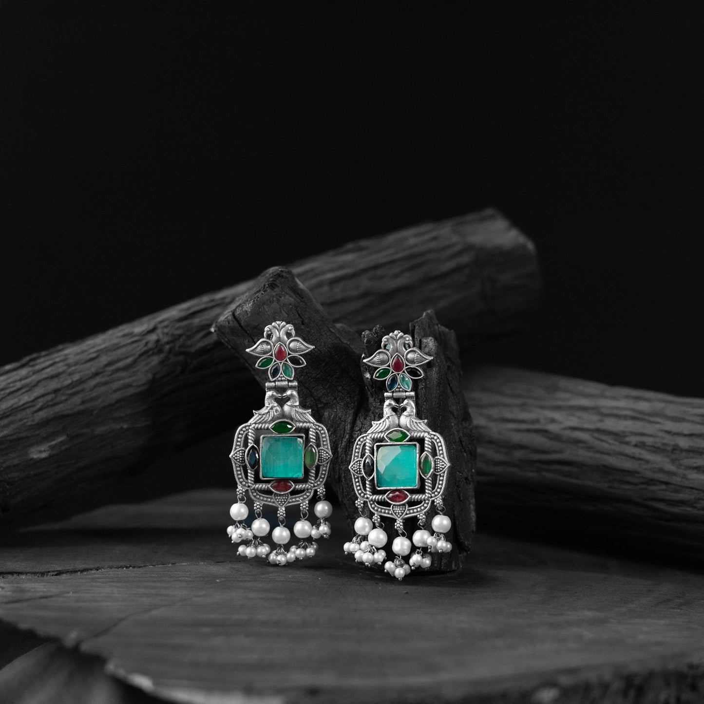 Multicolor - saanjh bela swan oxidised earrings