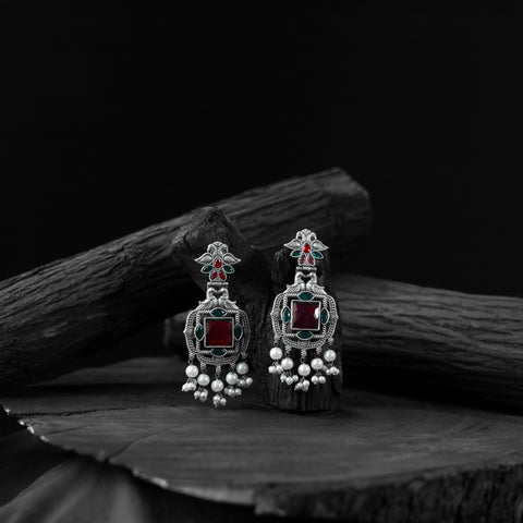 Multicolor - saanjh bela swan oxidised earrings