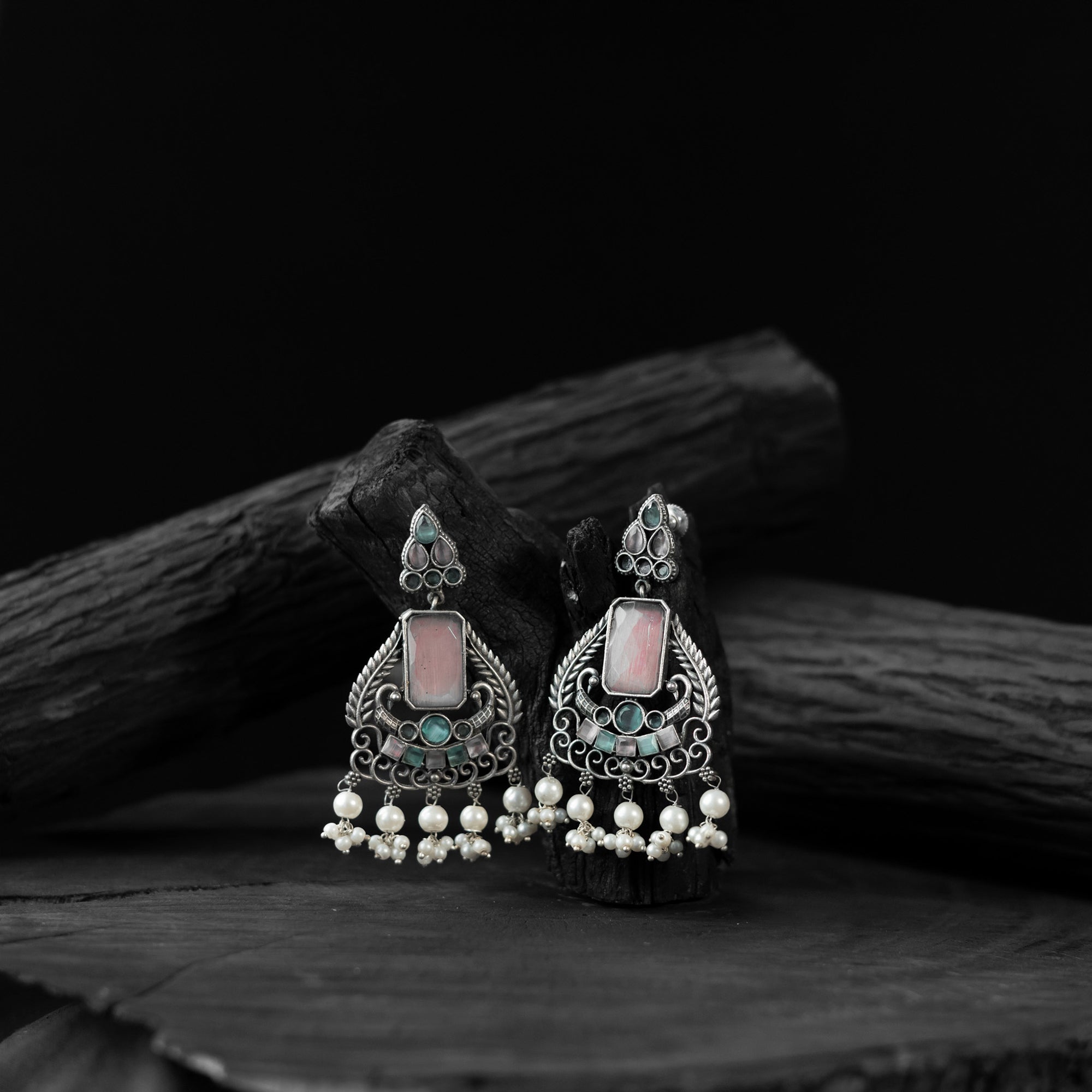 Multicolor - saanjh bela swan oxidised earrings