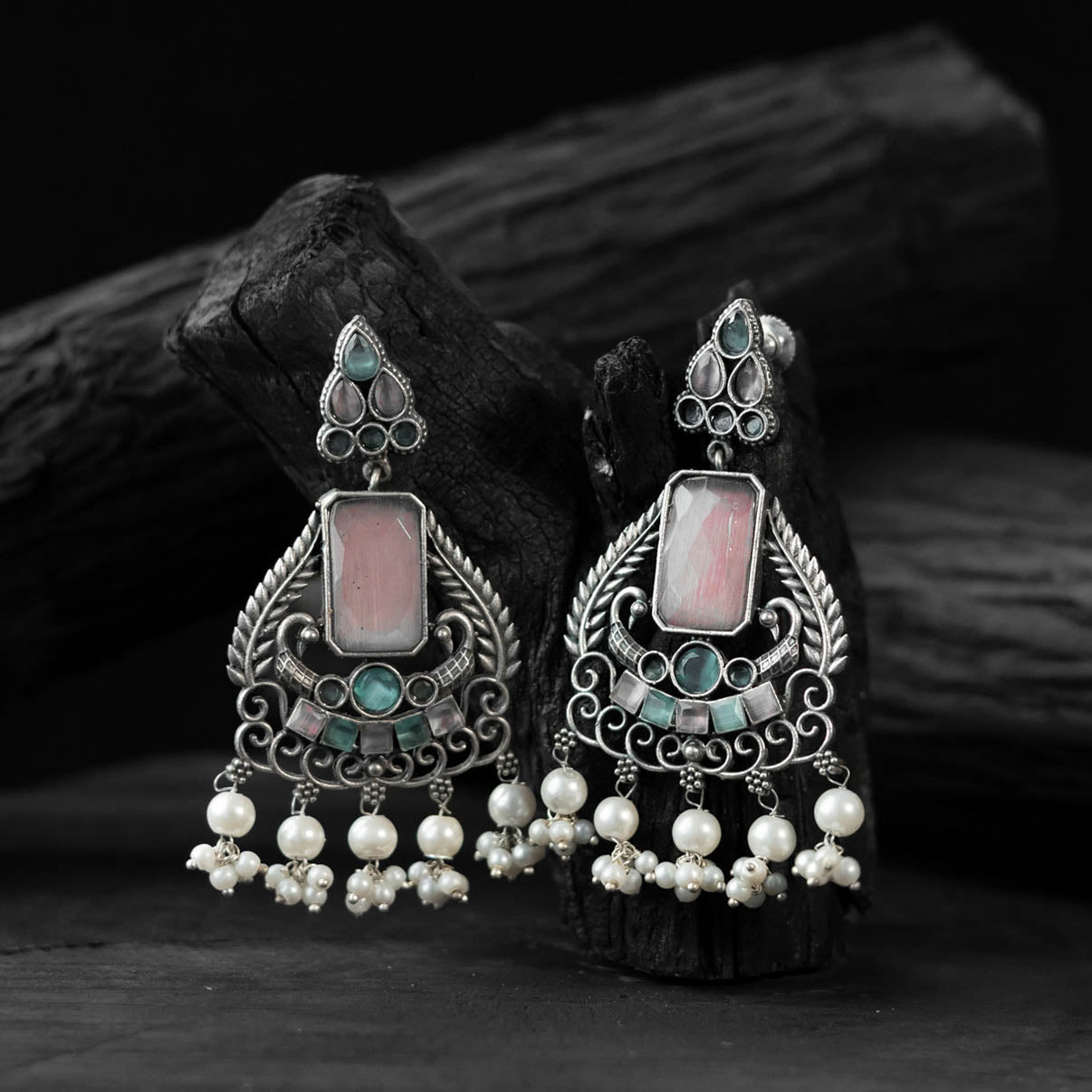 Multicolor - saanjh bela swan oxidised earrings