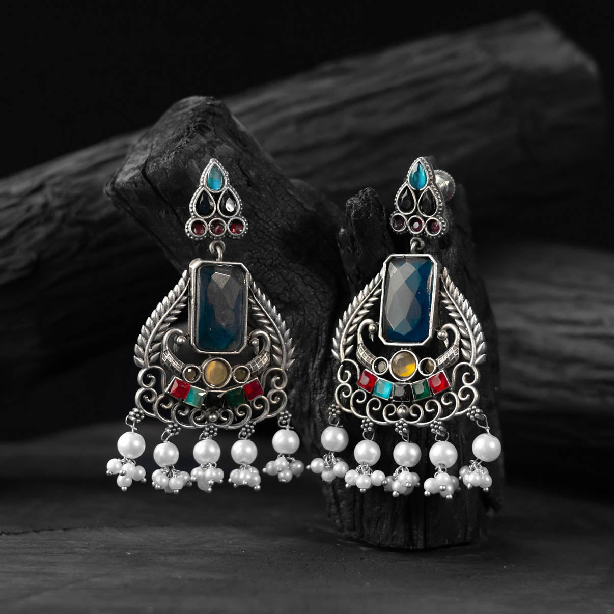 Multicolor - saanjh bela swan oxidised earrings