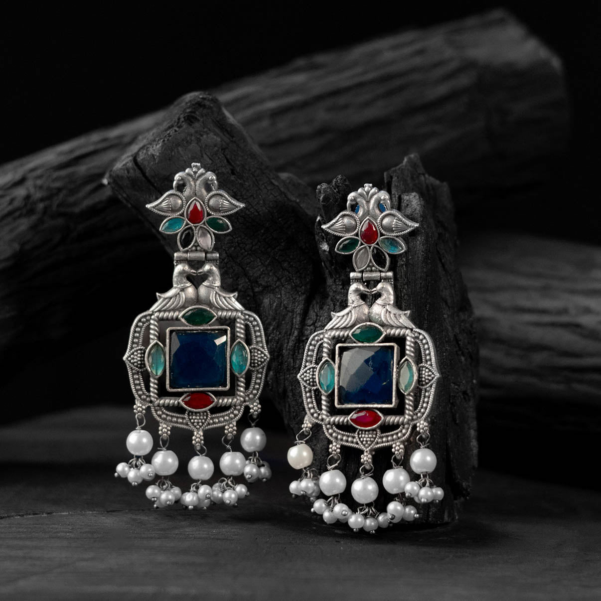 Multicolor - saanjh bela swan oxidised earrings