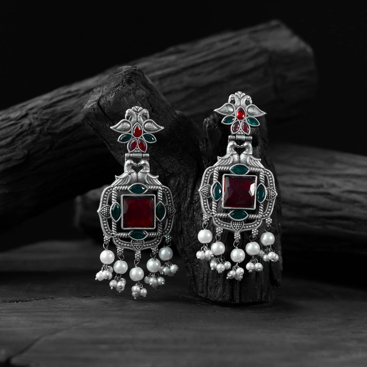 Multicolor - saanjh bela swan oxidised earrings