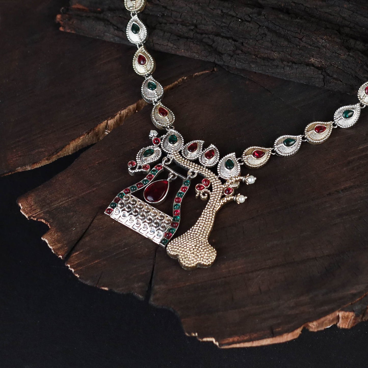 Saanjh Saaj Classic German Silver Necklace Set