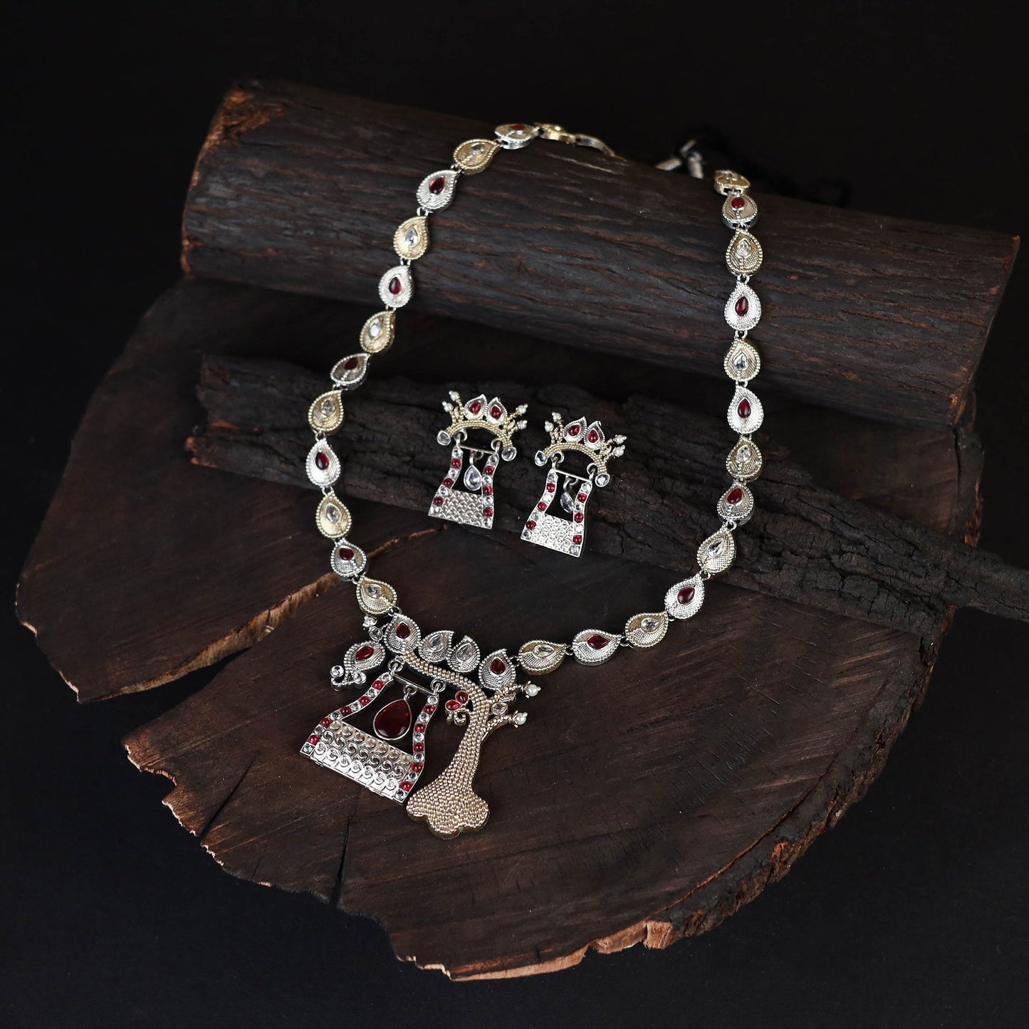 Saanjh Saaj Classic German Silver Necklace Set