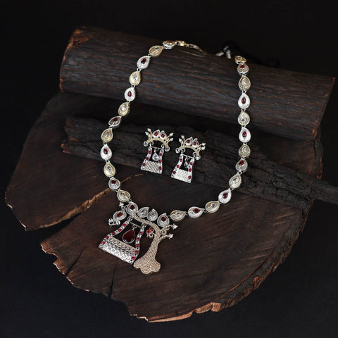 Saanjh Saaj Classic German Silver Necklace Set