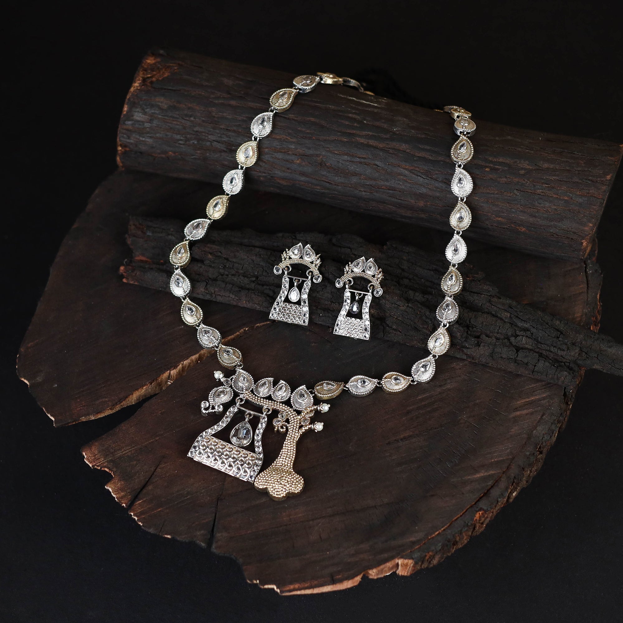 Multicolor - saanjh saaj classic german silver necklace set