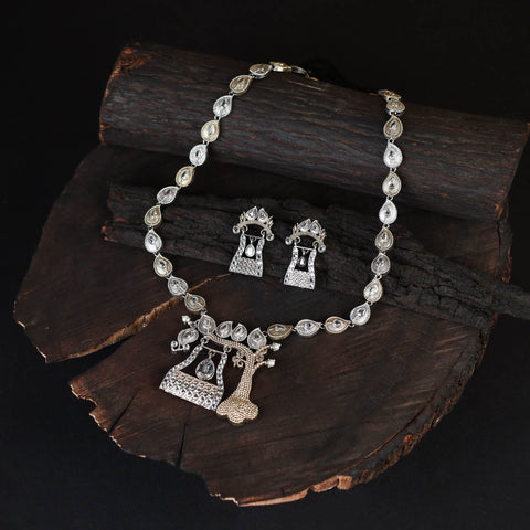 Multicolor - saanjh saaj classic german silver necklace set