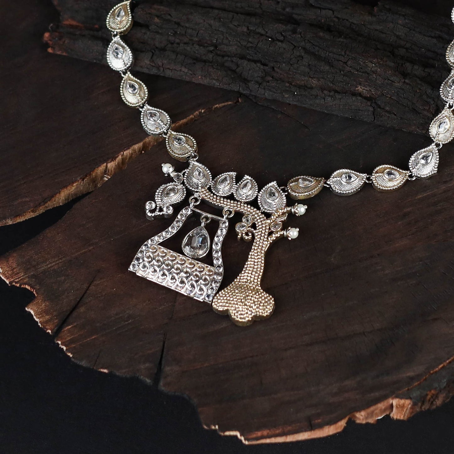 Multicolor - saanjh saaj classic german silver necklace set