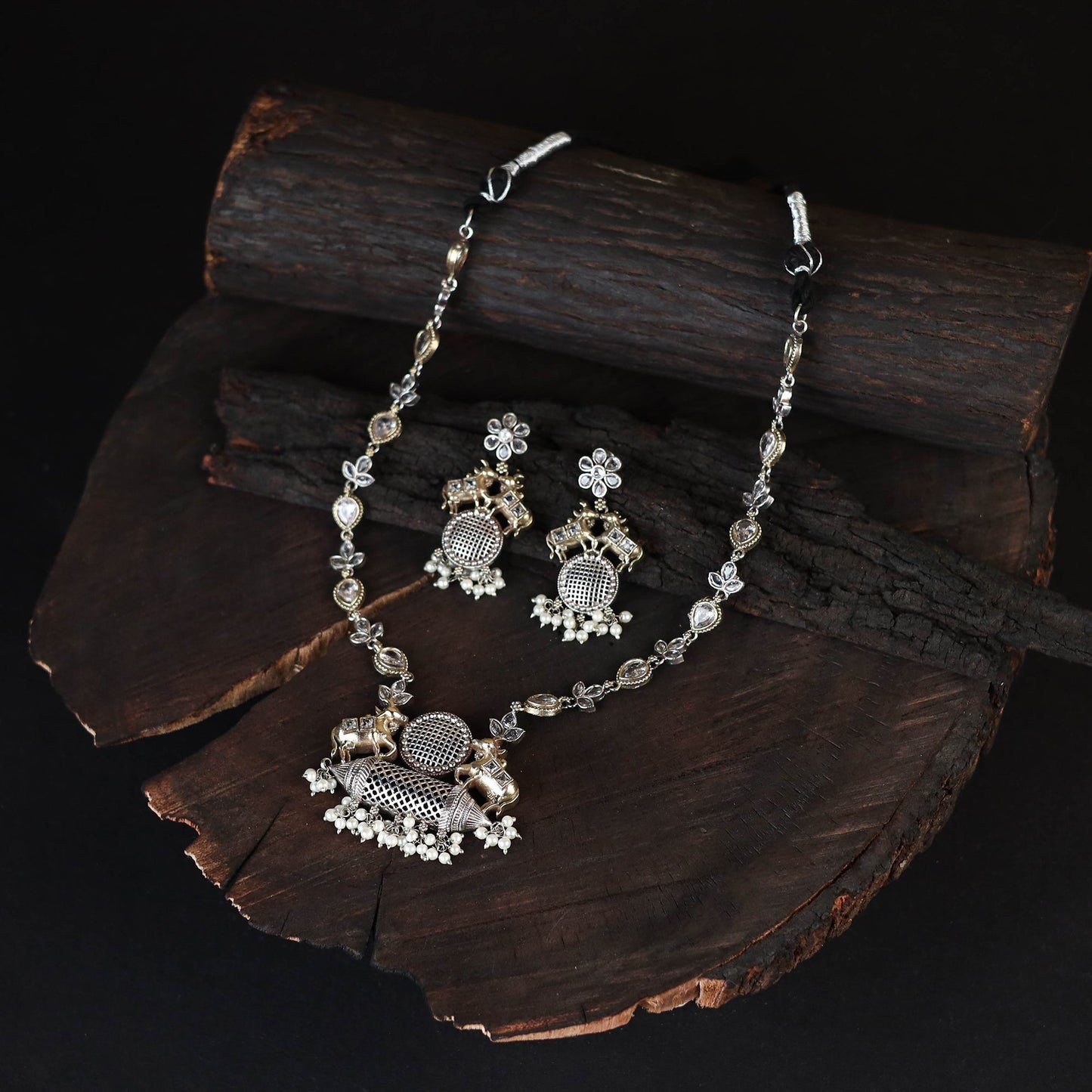 Multicolor - saanjh saaj classic german silver necklace set