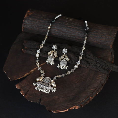 Multicolor - saanjh saaj classic german silver necklace set