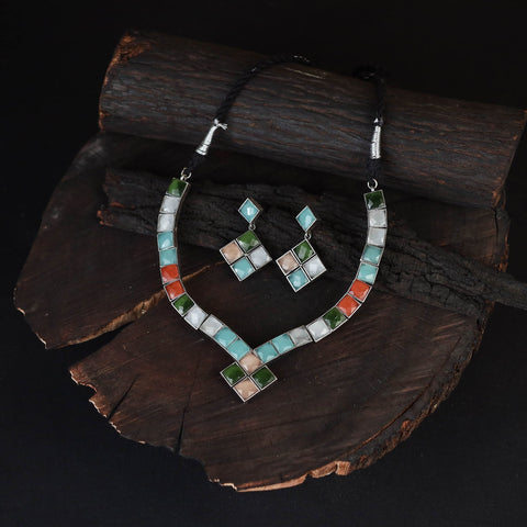 Saanjh Saaj Classic German Silver Necklace Set