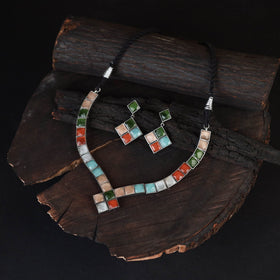 Multicolor - saanjh saaj classic german silver necklace set