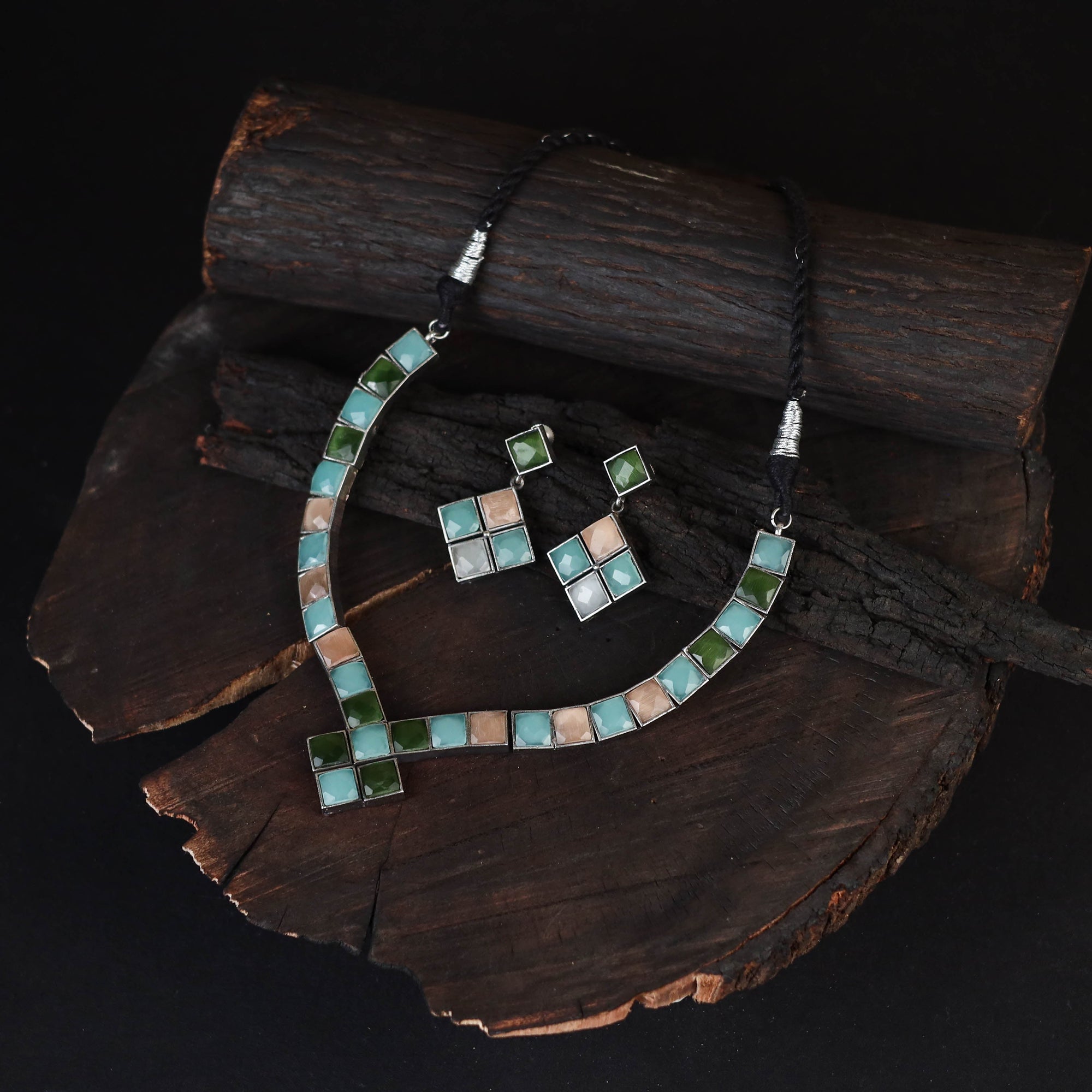 Saanjh Saaj Classic German Silver Necklace Set