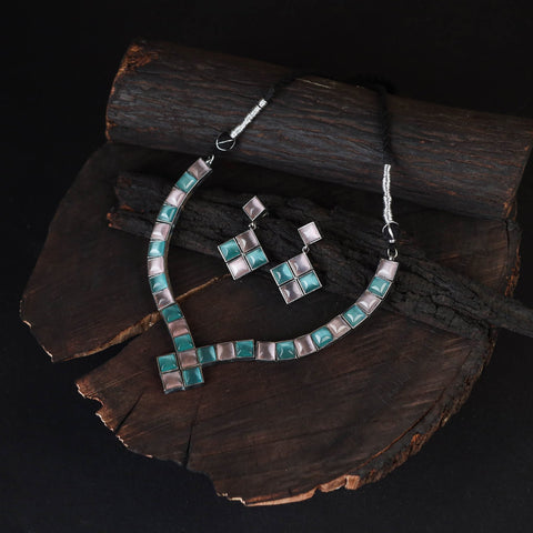 Saanjh Saaj Classic German Silver Necklace Set