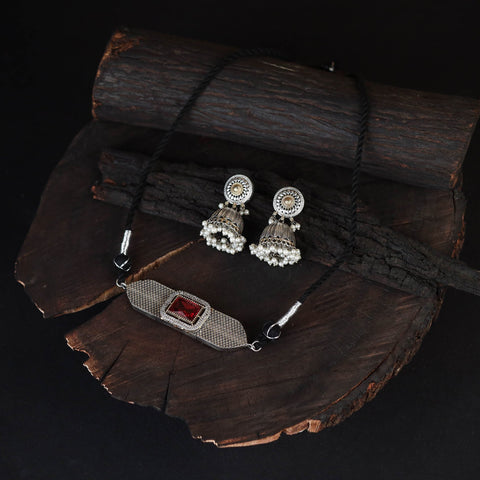 Multicolor - saanjh saaj classic german silver necklace set