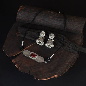 Multicolor - saanjh saaj classic german silver necklace set