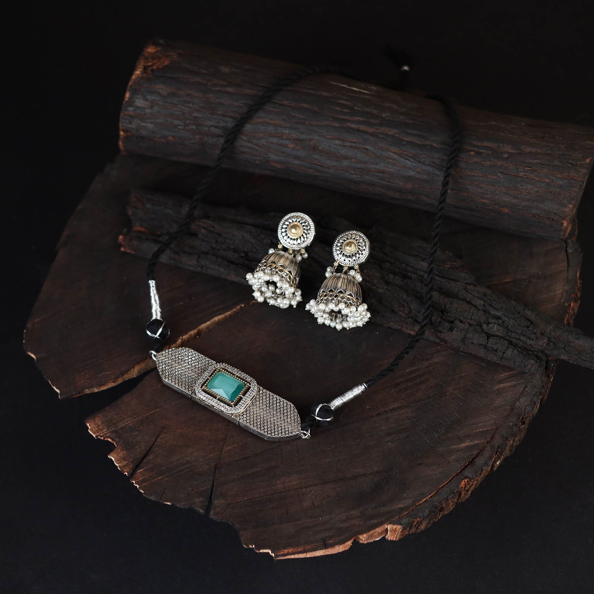 Saanjh Saaj Classic German Silver Necklace Set