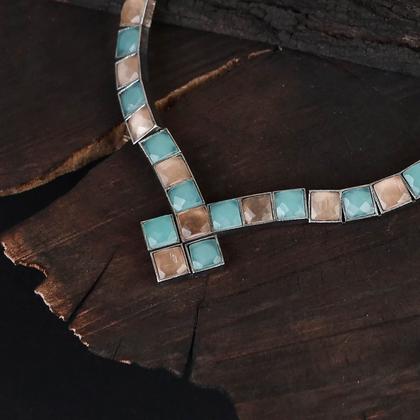 Multicolor - saanjh saaj classic german silver necklace set