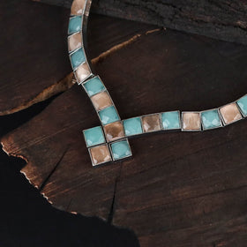 Multicolor - saanjh saaj classic german silver necklace set