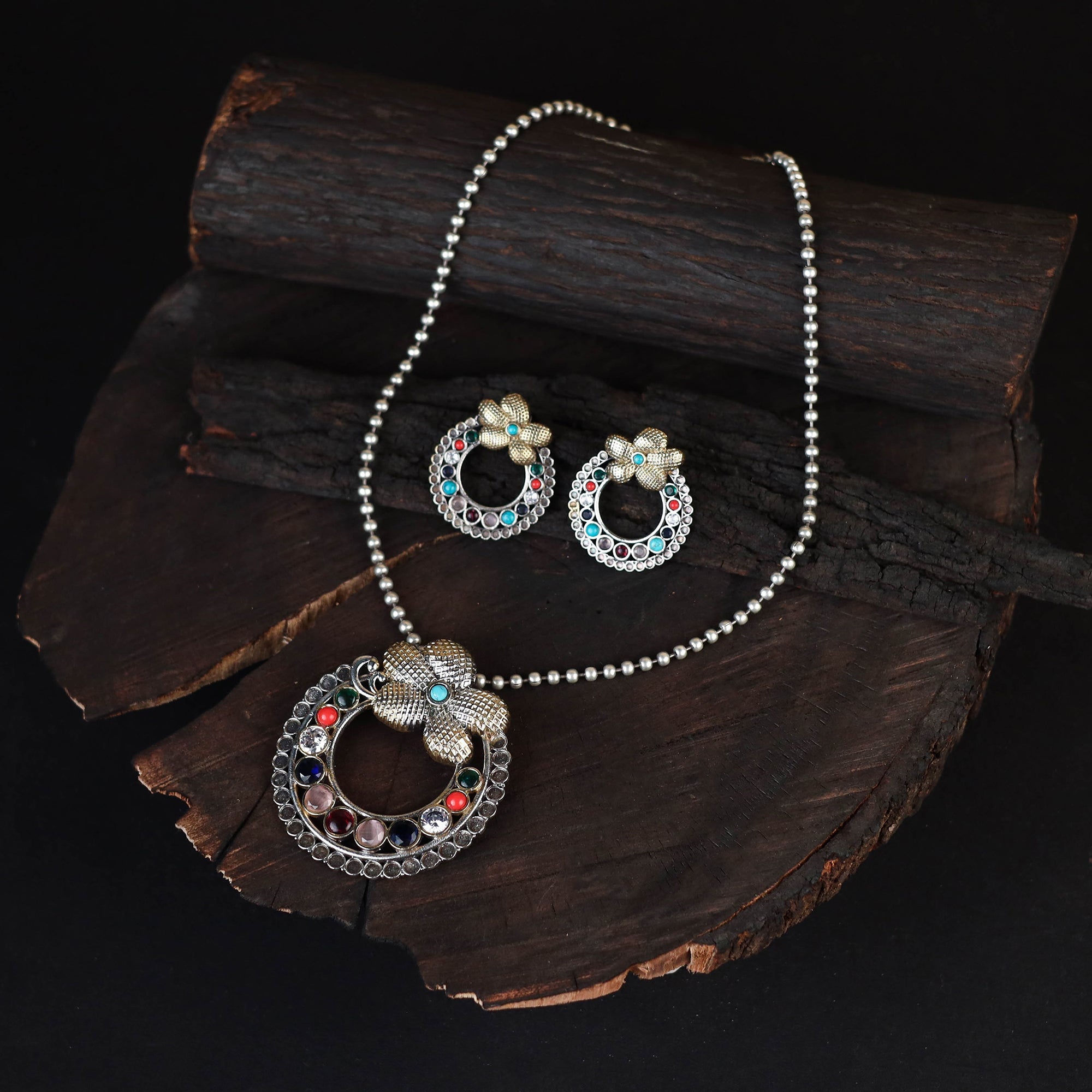 Saanjh Saaj Classic German Silver Necklace Set