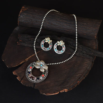 Saanjh Saaj Classic German Silver Necklace Set