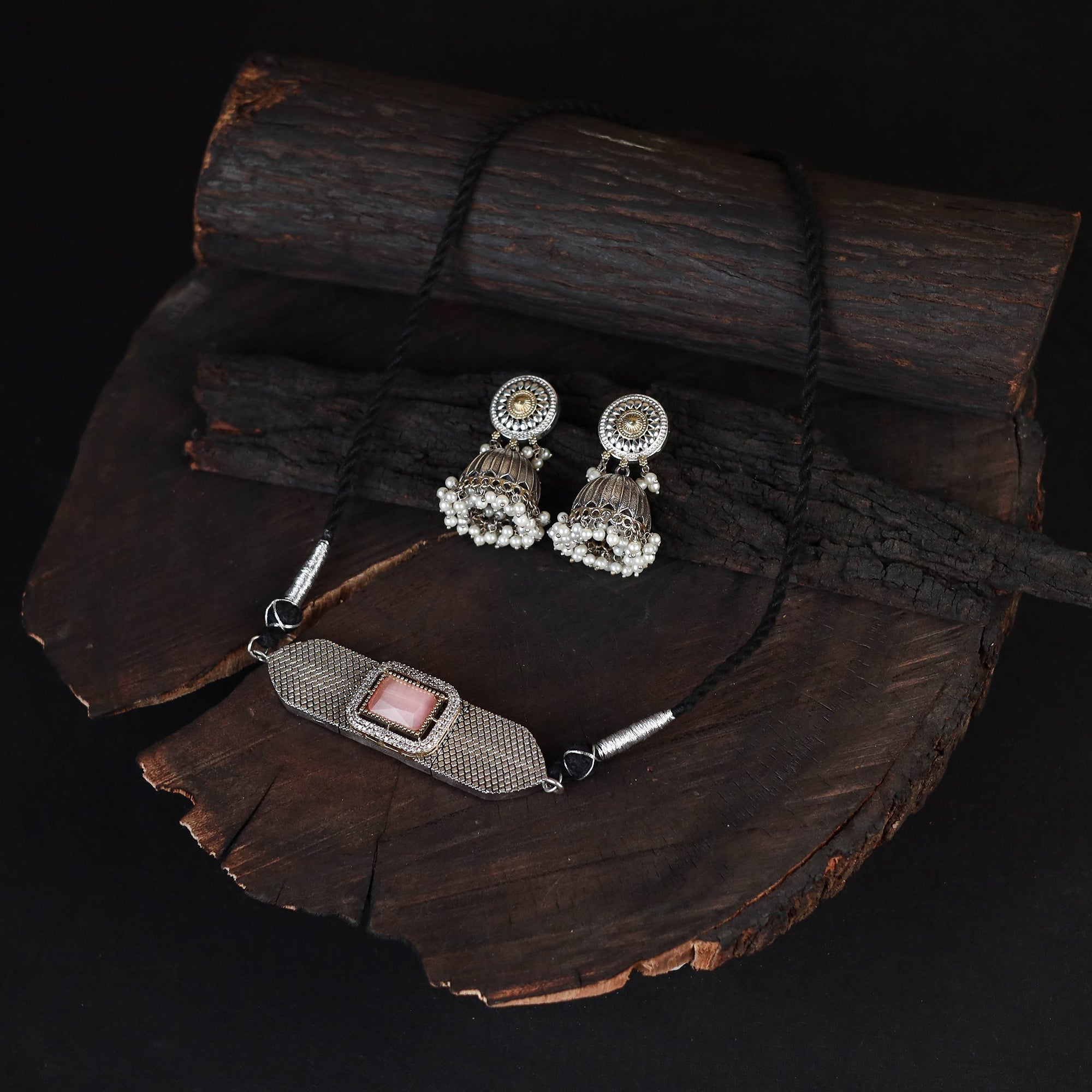 Saanjh Saaj Classic German Silver Necklace Set