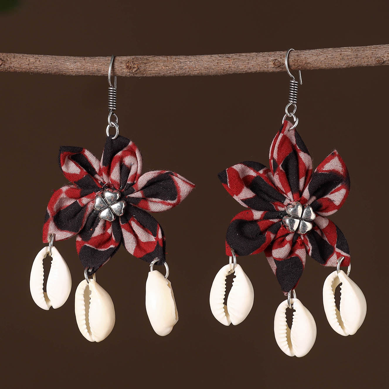 Multicolor - sadhvi fabart phool kali shell earrings