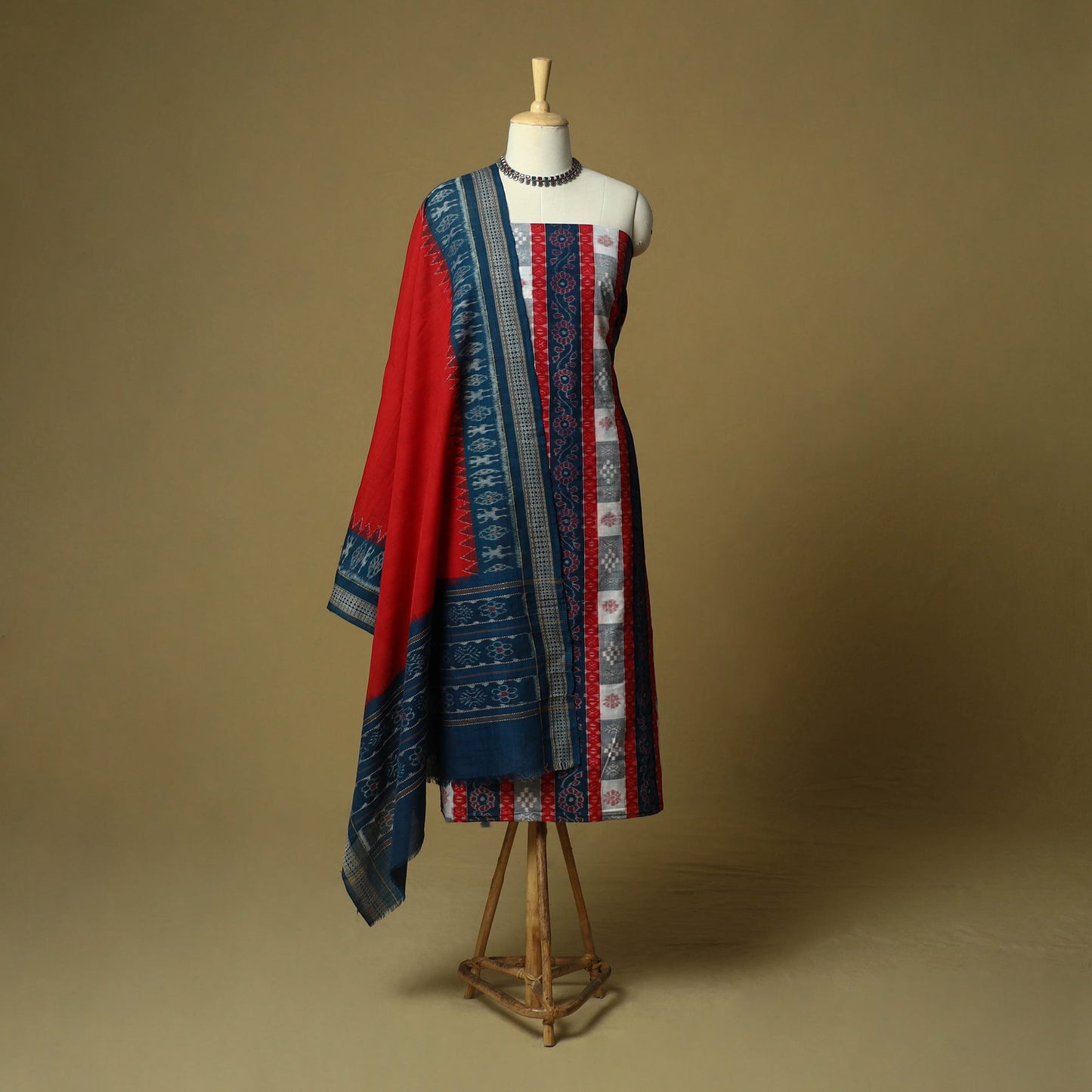 Sambalpuri ikat handloom cotton 3pc unstitched dress