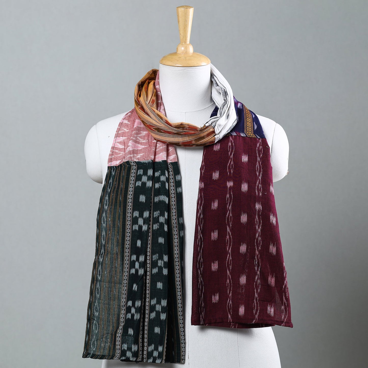  Sambalpuri Ikat Patchwork Cotton Stole Online at iTokri.com
