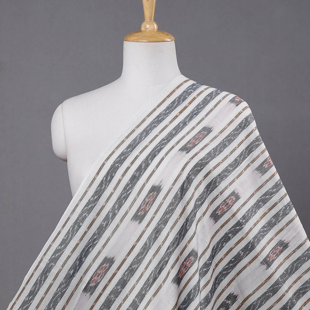 White - Sambalpuri Ikat Weave Handloom Cotton Precut Fabric (1 meter)