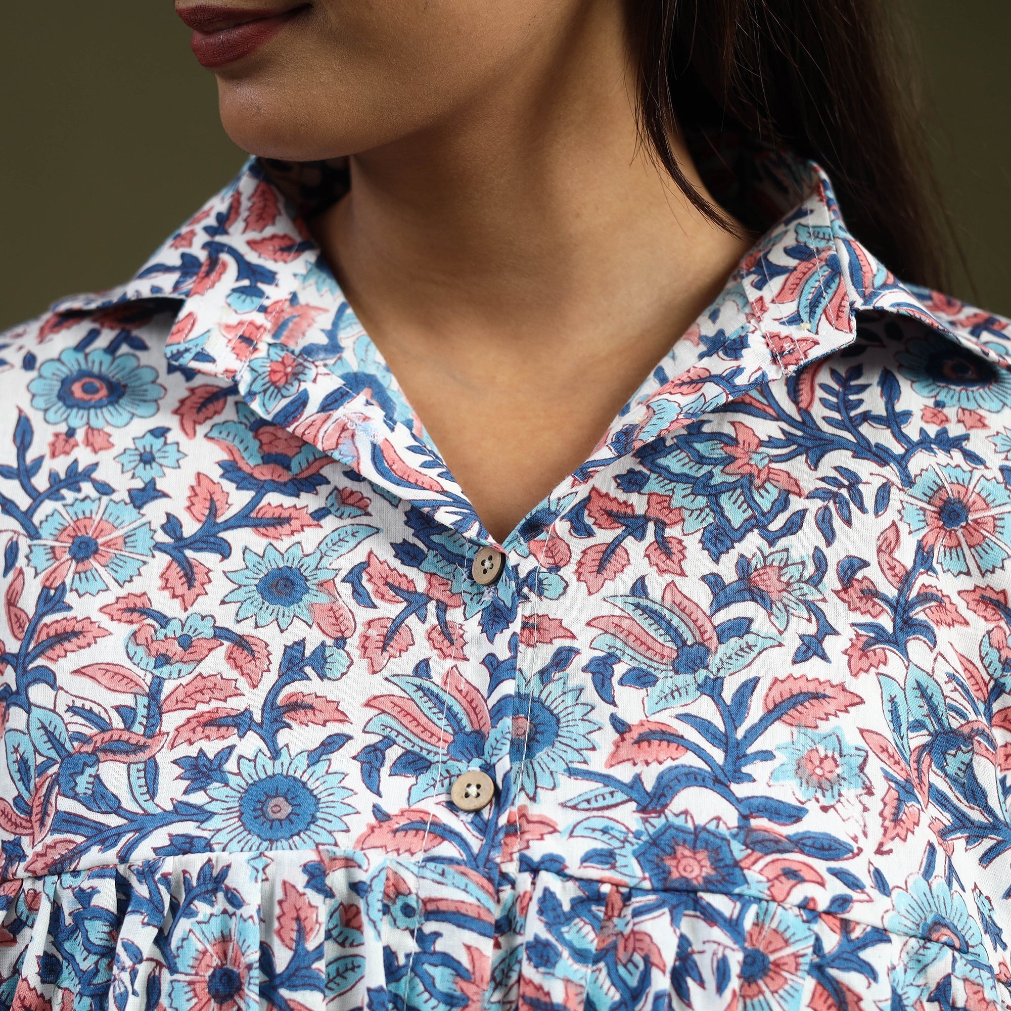  Multicolor Sanganeri Block Print Cotton Crop Top