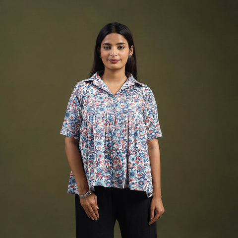  Multicolor Sanganeri Block Print Cotton Crop Top