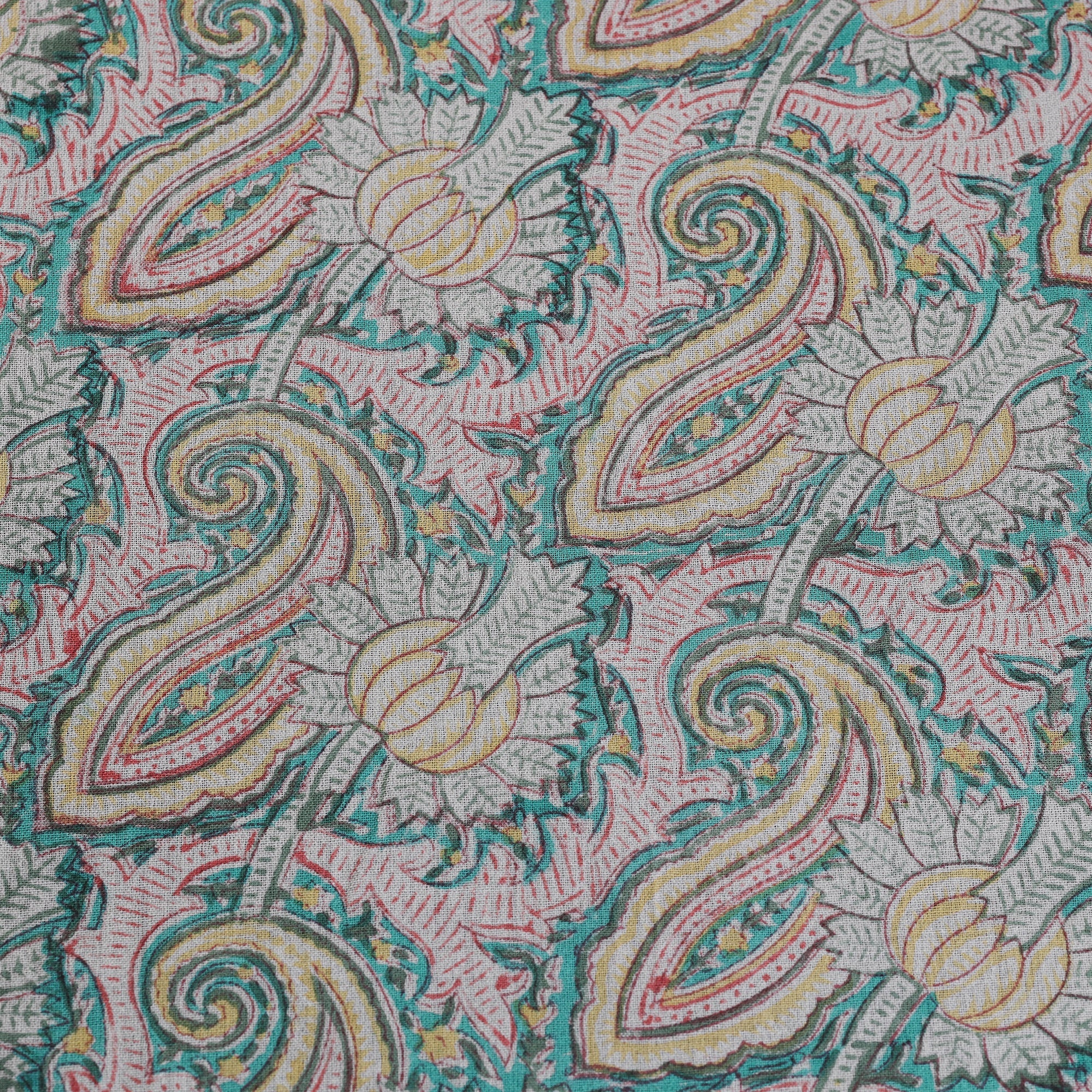 Multicolor Sanganeri Block Print Handloom Pure Wool Fabric 