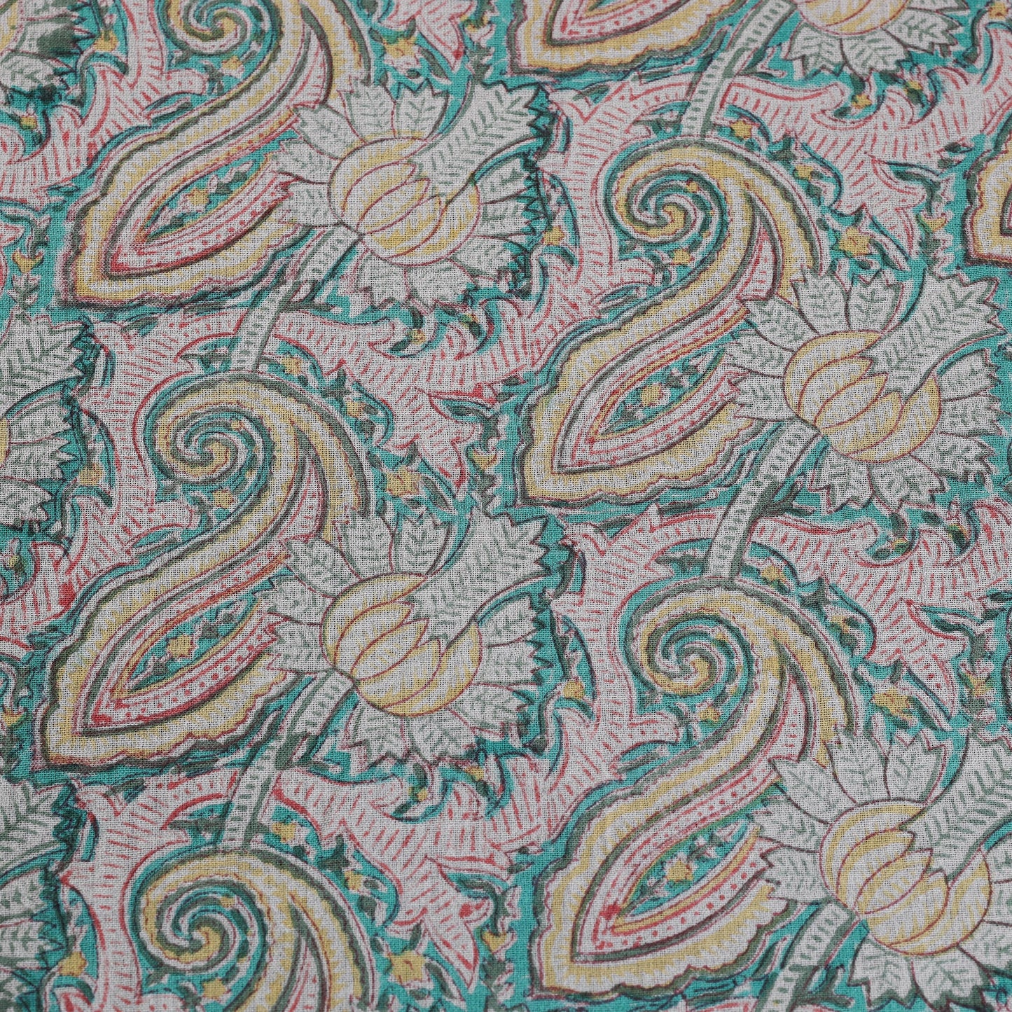 Multicolor Sanganeri Block Print Handloom Pure Wool Fabric 