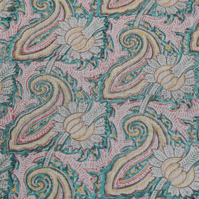 Multicolor Sanganeri Block Print Handloom Pure Wool Fabric 