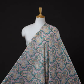 Multicolor Sanganeri Block Print Handloom Pure Wool Fabric 