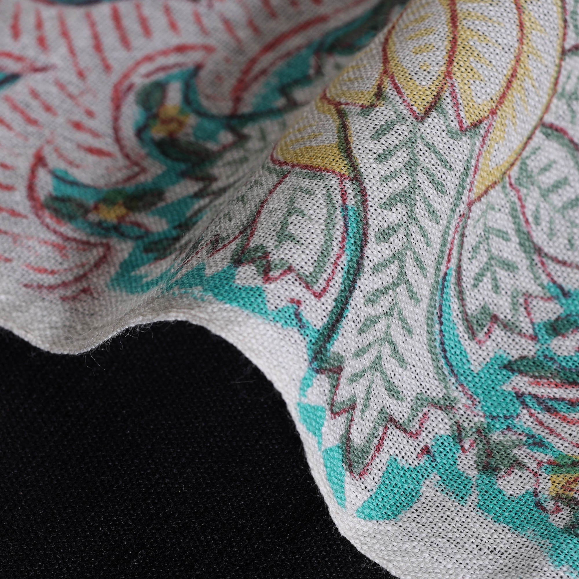 Multicolor Sanganeri Block Print Handloom Pure Wool Fabric 