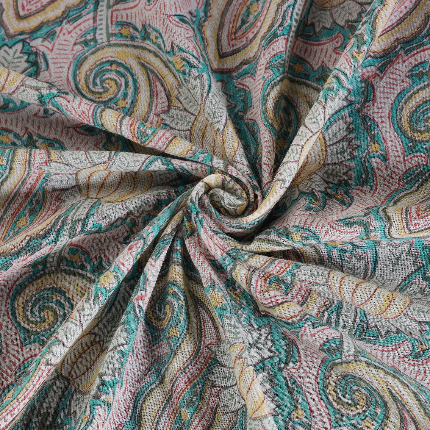 Multicolor Sanganeri Block Print Handloom Pure Wool Fabric 