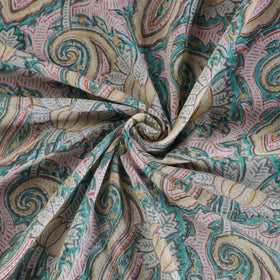 Multicolor Sanganeri Block Print Handloom Pure Wool Fabric 