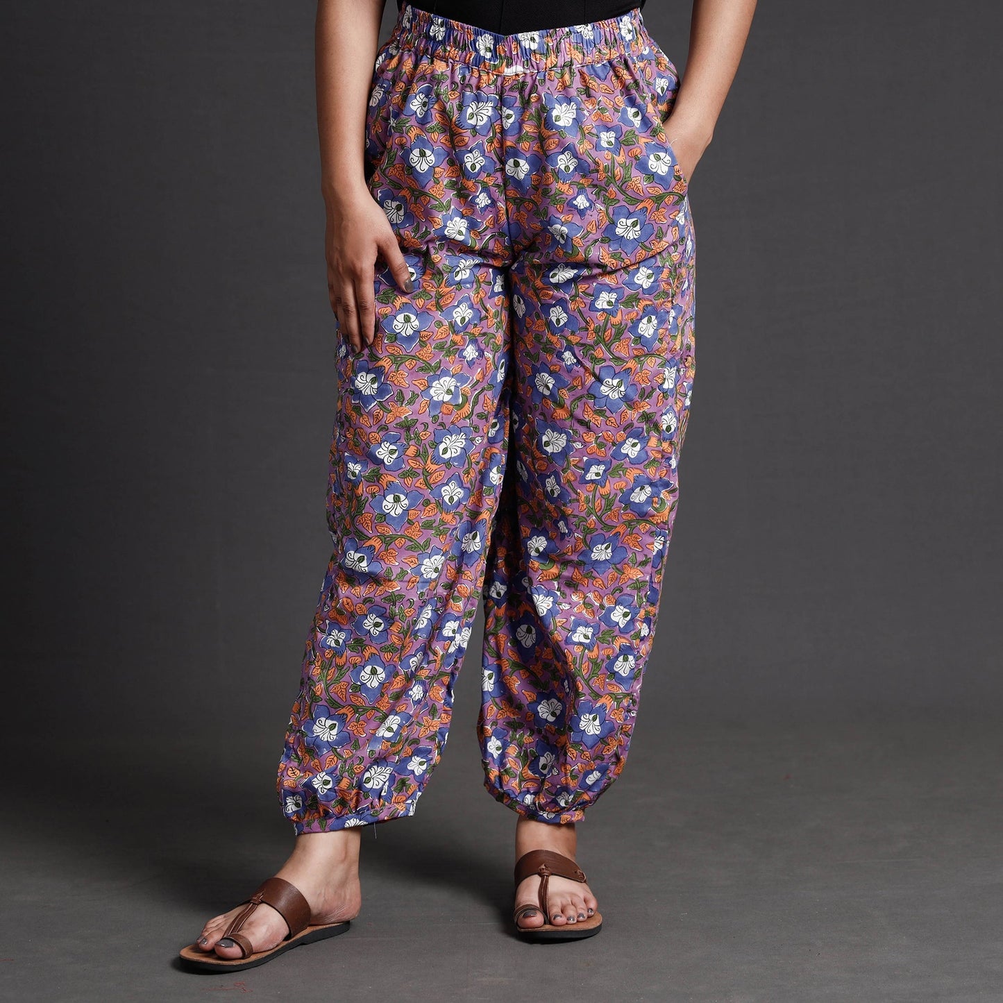 Buy Sanganeri Block Printed Cotton Elasticated Afghani Salwar Online at iTokri.com