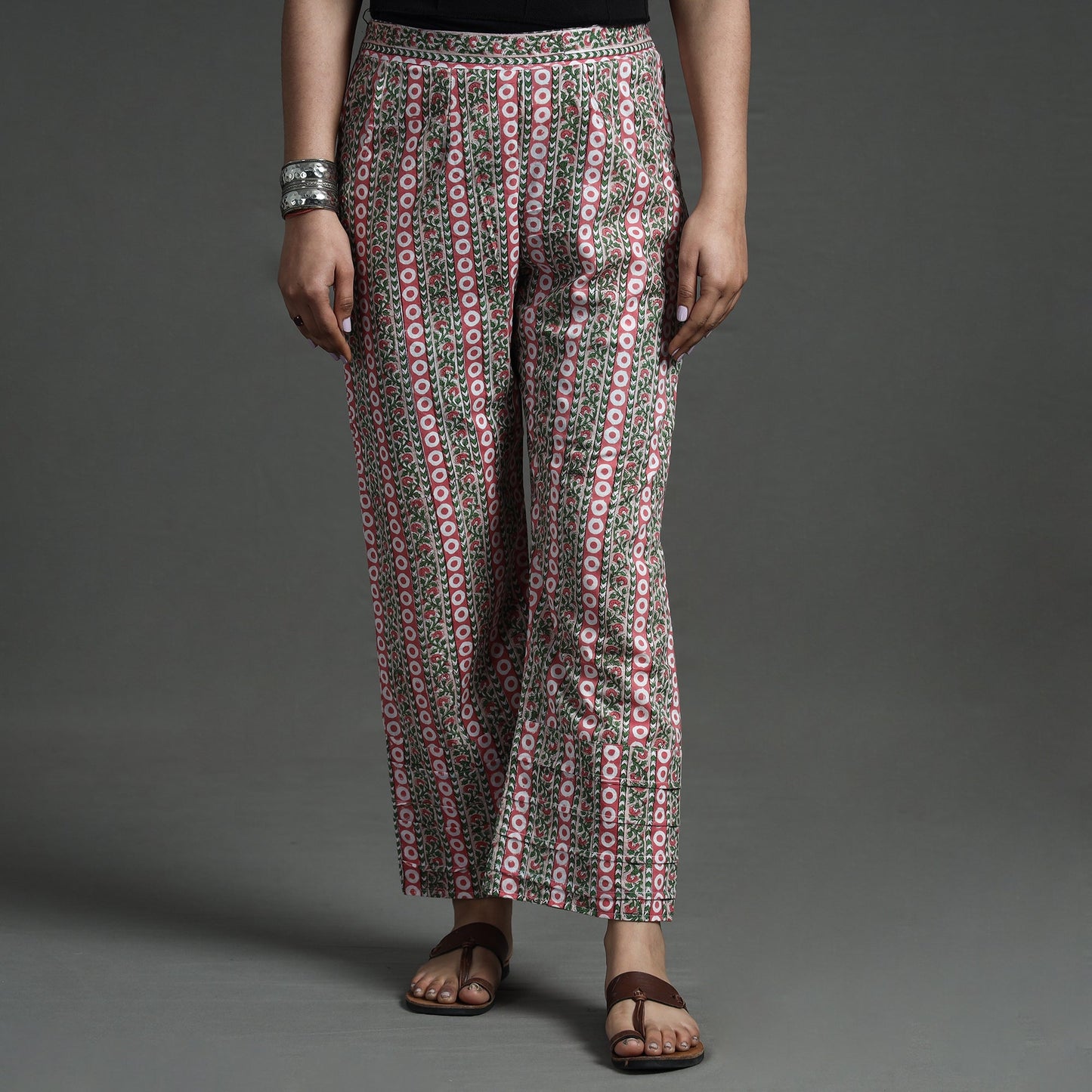 Multicolor - Sanganeri Block Printed Elasticated Palazzo